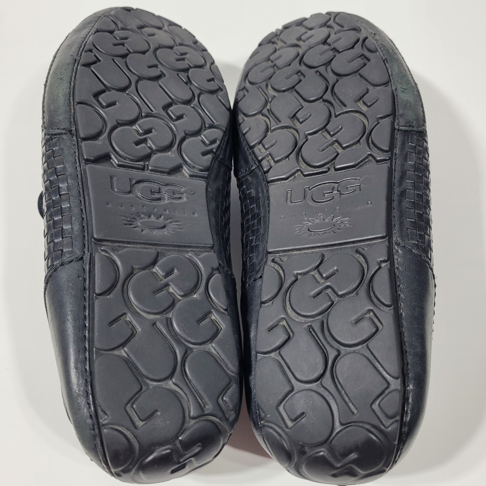 UGG Men’s Black Woven Leather Slip-On Loafers - Picture 12 of 16